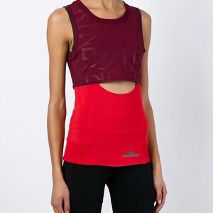 Adidas by Stella McCartney Cut Out Mesh Tank Burgundy Red Large - Running Gym